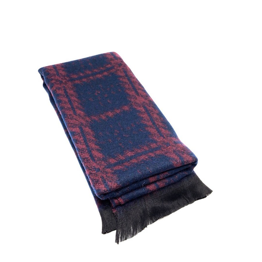 Men's Navy & Burgundy Ornate-Border Scarf