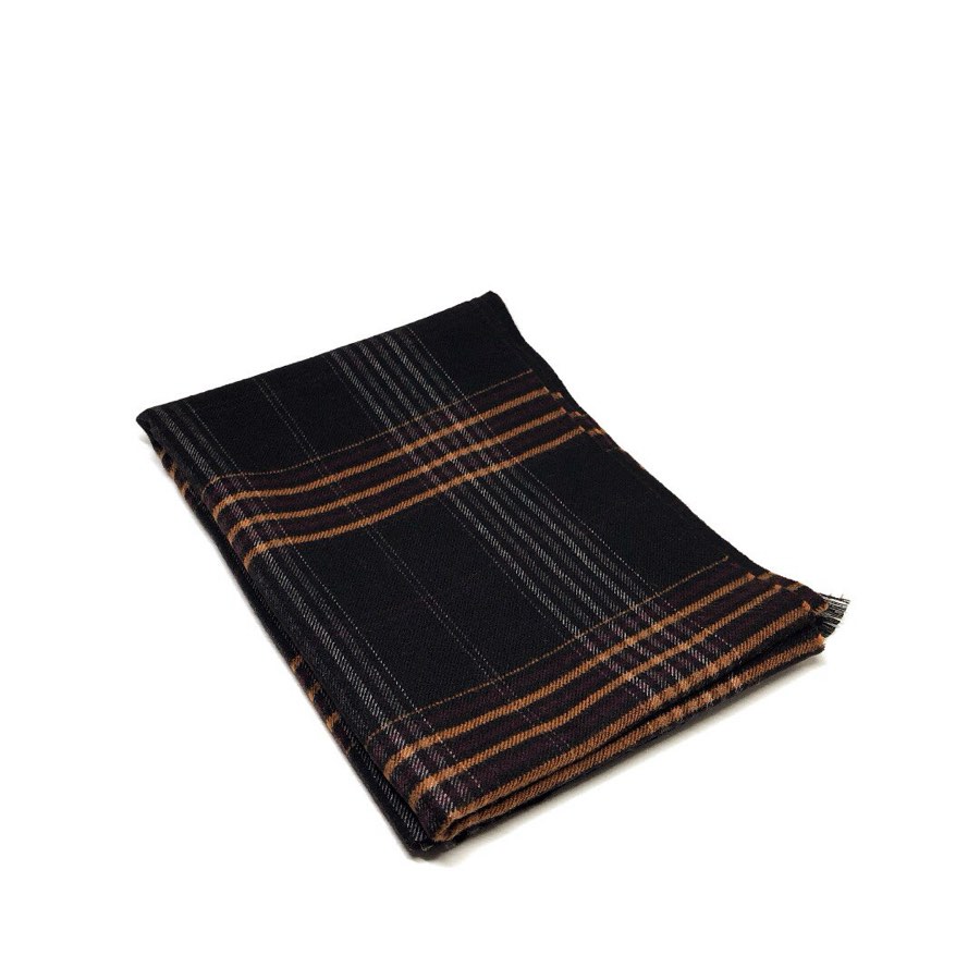Men's Black & Orange Plaid Scarf