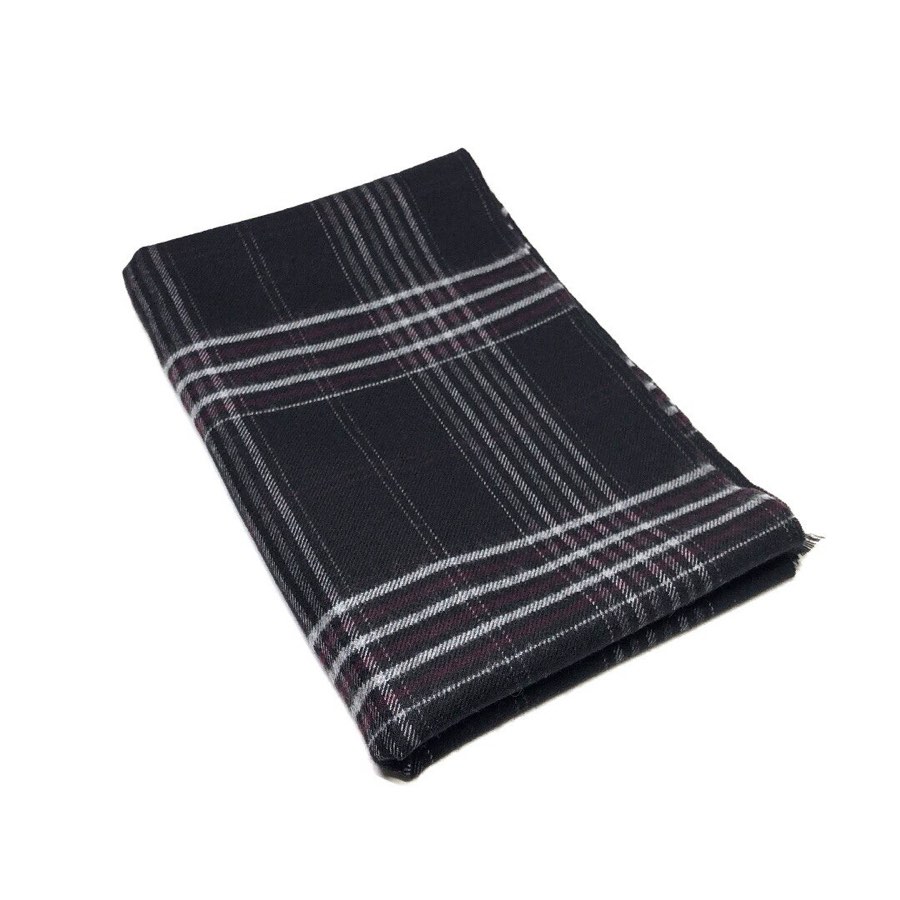 Men's Black & Burgundy Plaid Scarf