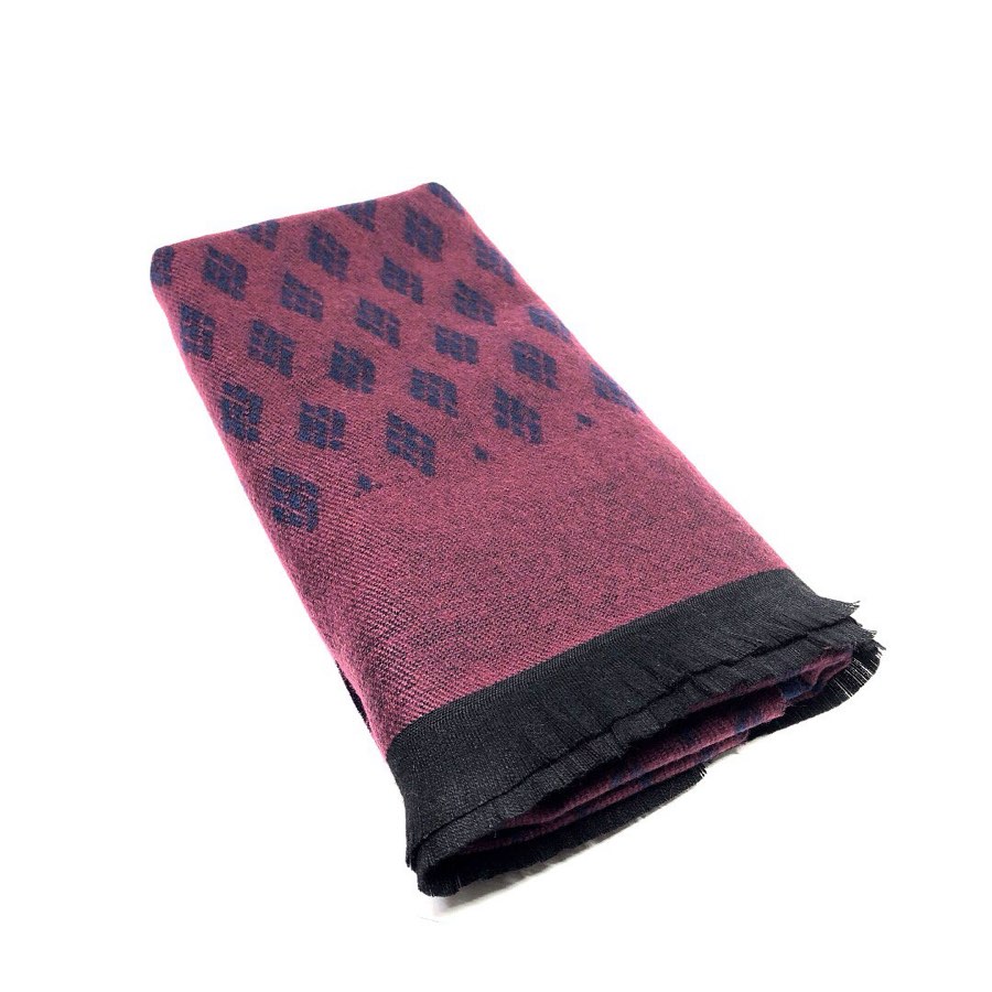 Men's Burgundy & Navy Mini-Pattern Scarf