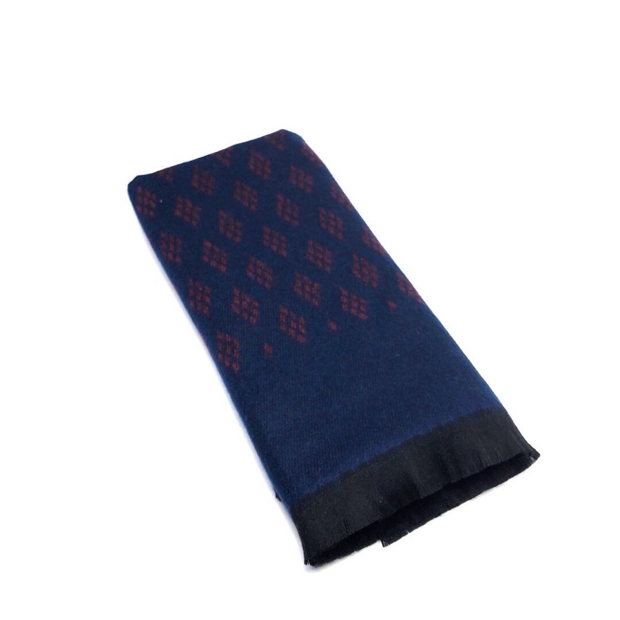 Men's Navy & Burgundy Mini-Pattern Scarf