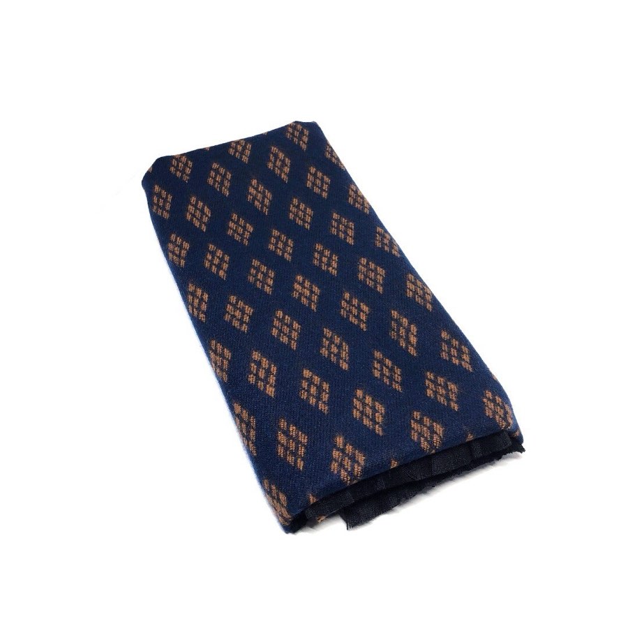 Men's Navy & Orange Diamond-Dot Scarf
