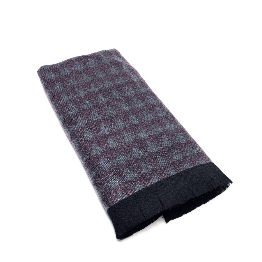 Men's Gray & Burgundy Houndstooth Scarf