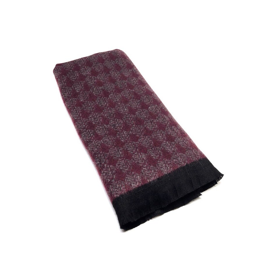 Men's Burgundy & Gray Checkerboard Scarf
