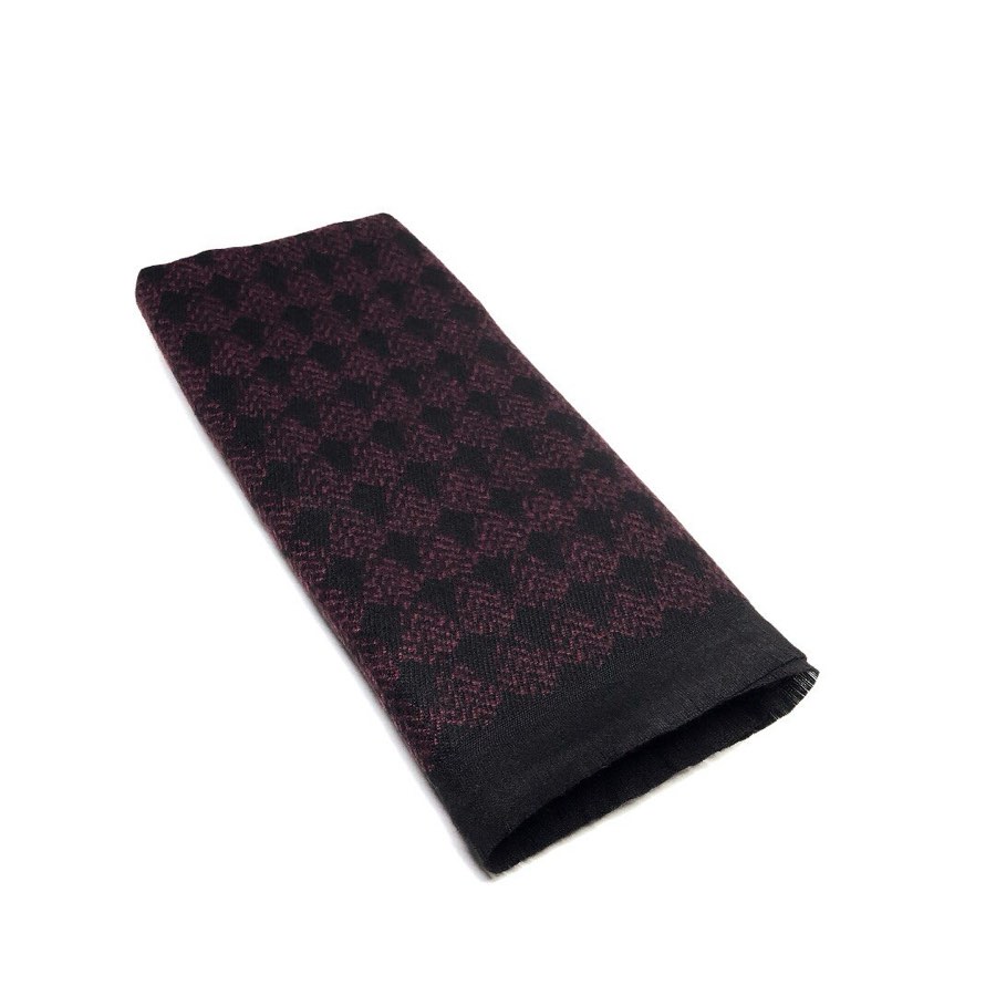 Men's Burgundy & Black Diamond-Weave Scarf
