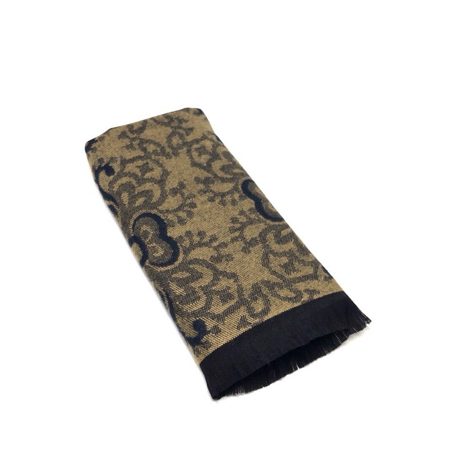 Men's Khaki & Black Damask Scarf