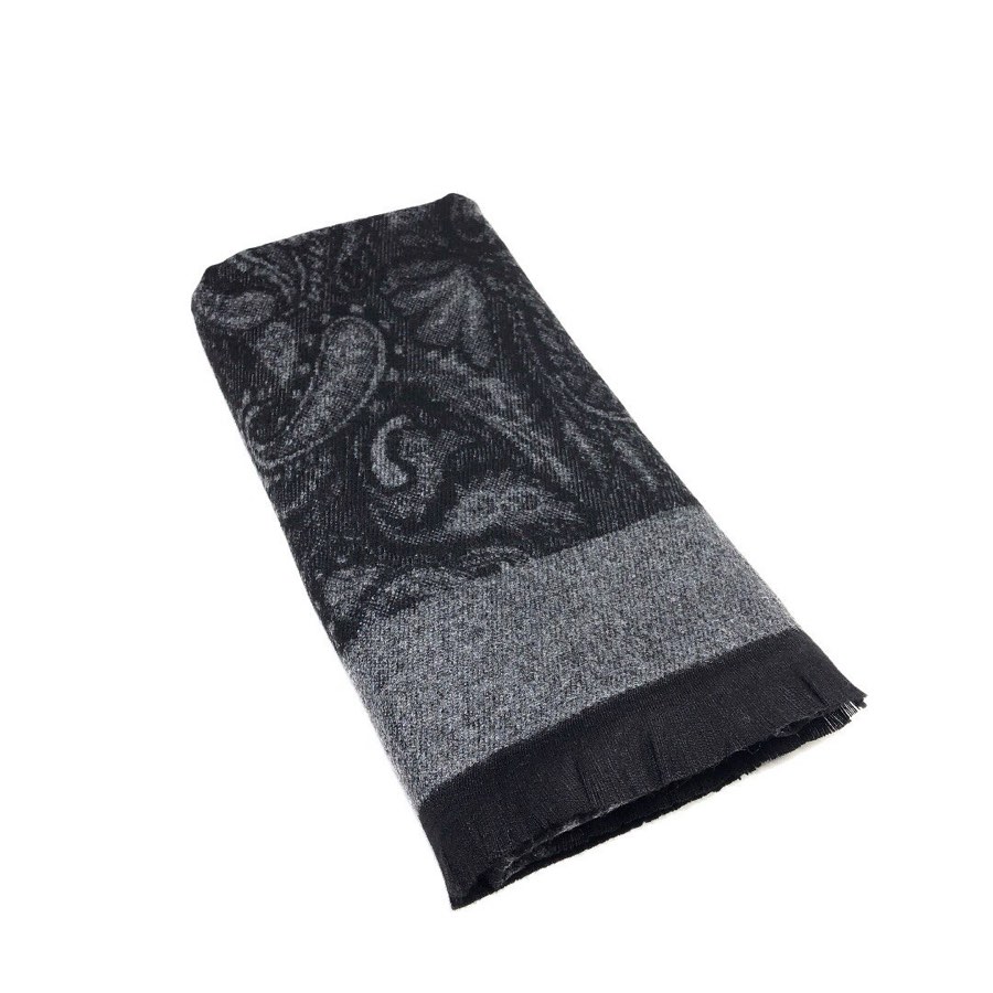 Men's Gray & Black Paisley Scarf