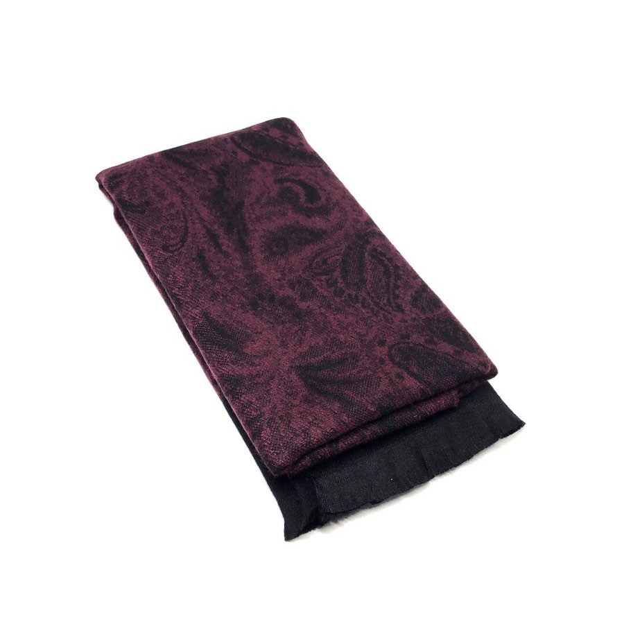 Men's Burgundy & Black Paisley Scarf