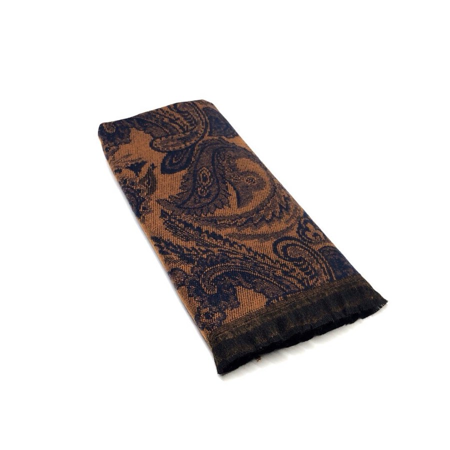 Men's Orange & Black Paisley Scarf