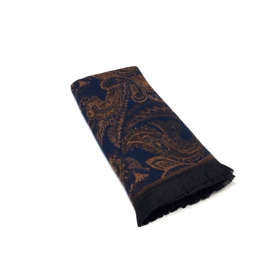 Men's Navy & Orange Paisley Scarf