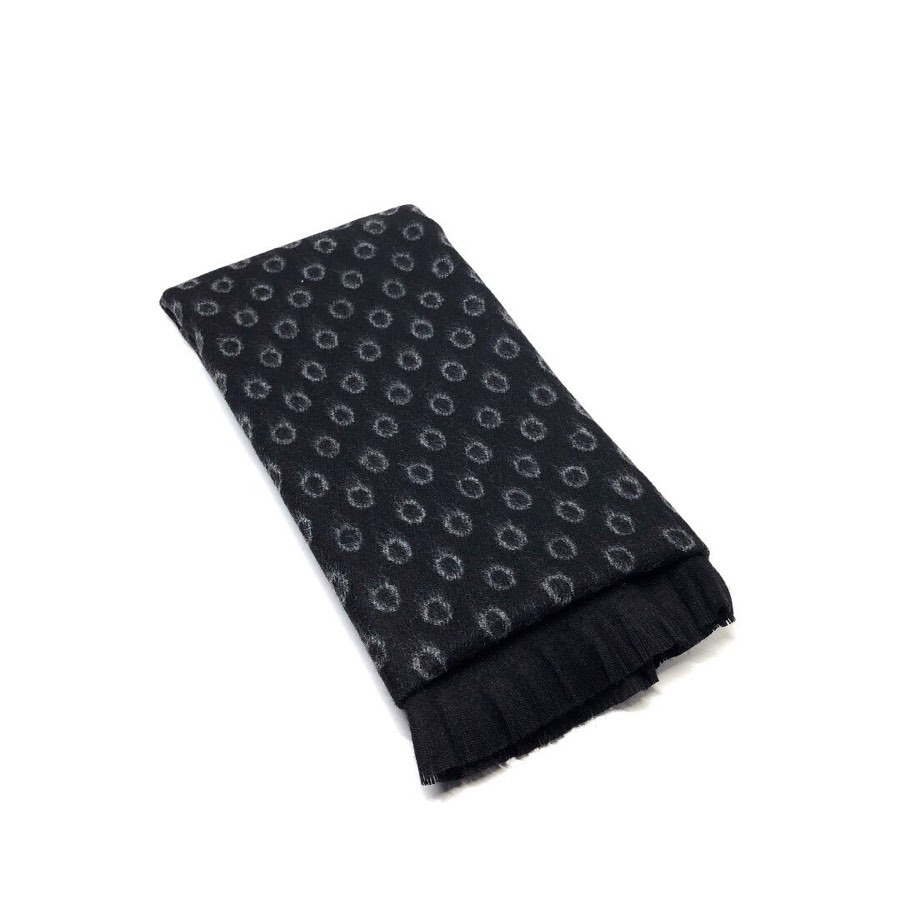 Men's Black & Gray Polka-Ring Scarf