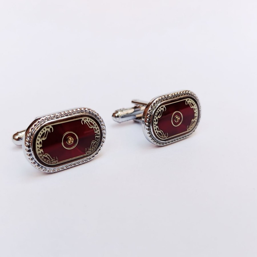 Men's Silver Round Cufflinks