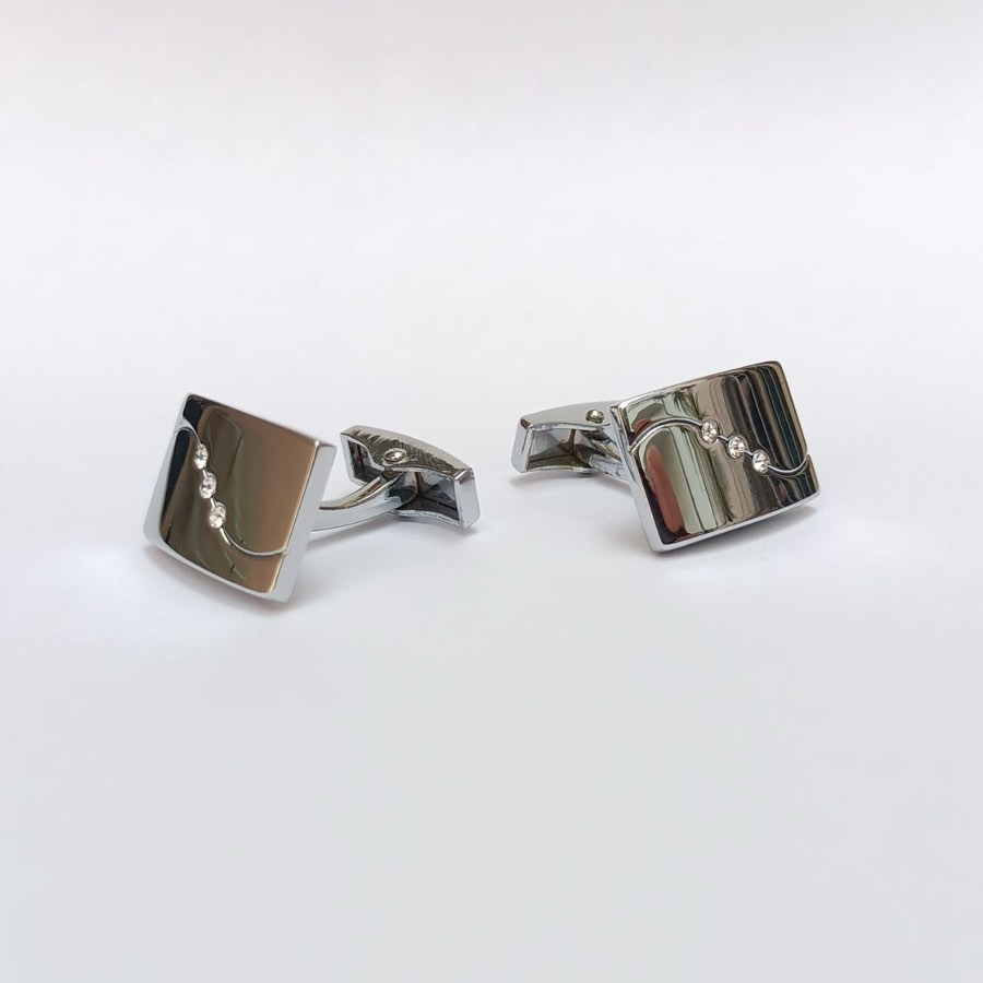 Men's Silver Stone-Set Cufflinks