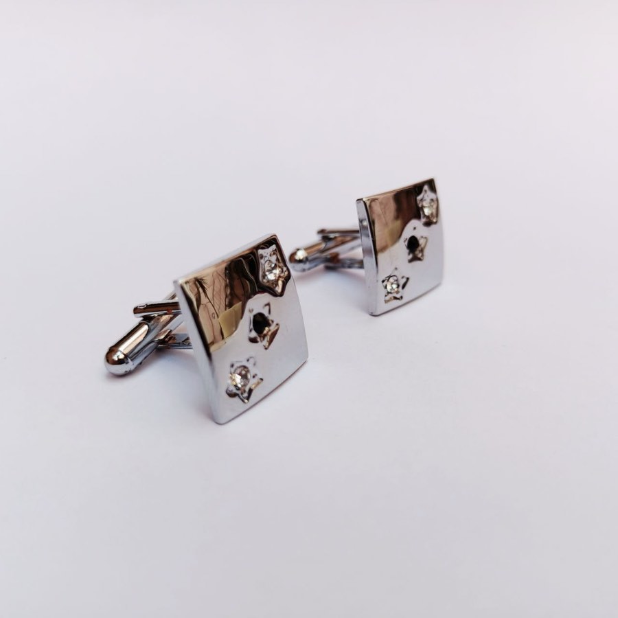 Men's Silver Stone-Set Cufflinks