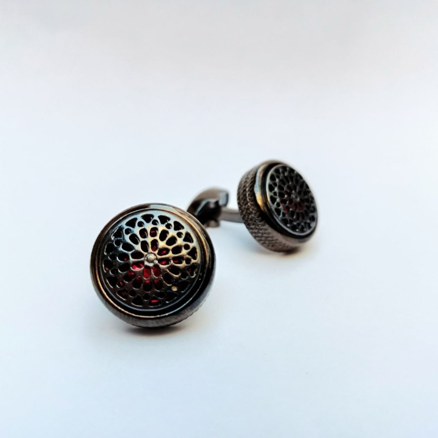 Men's Silver Round Cufflinks