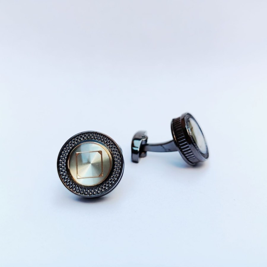 Men's Silver Round Cufflinks