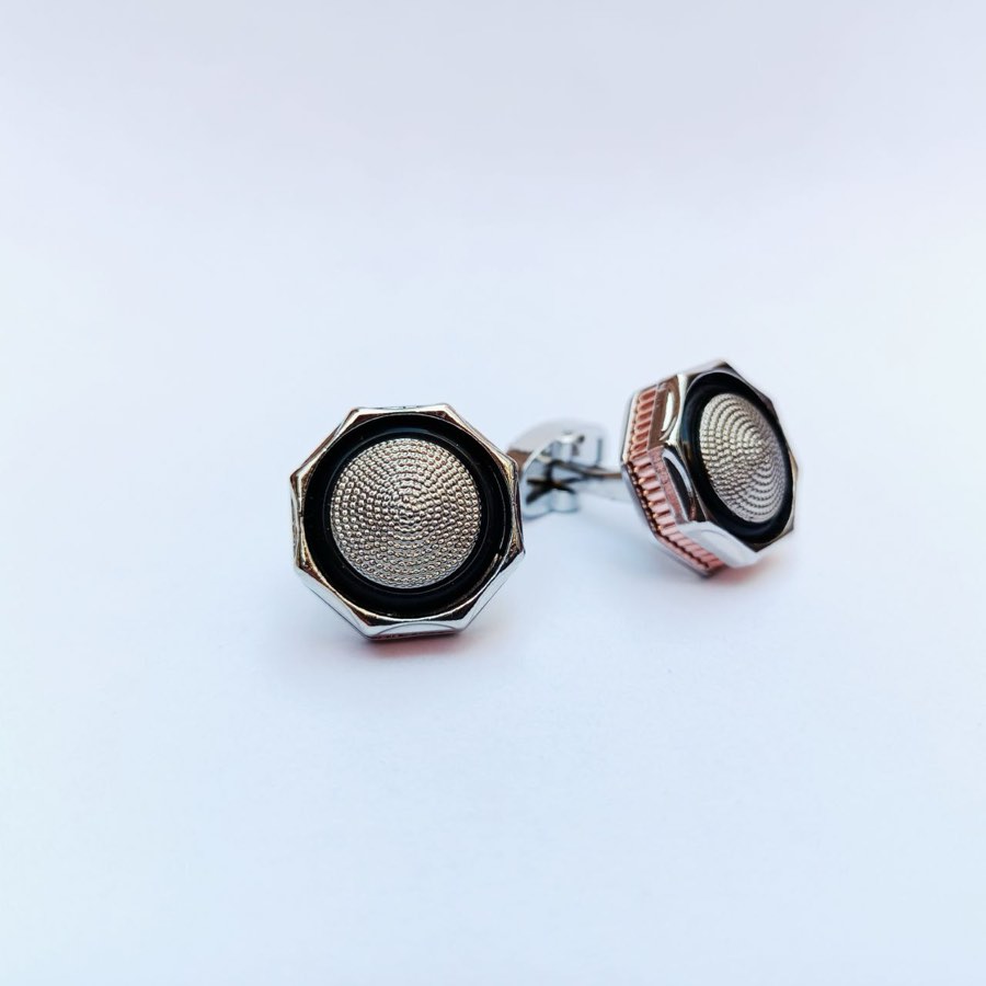 Men's Silver Round Cufflinks