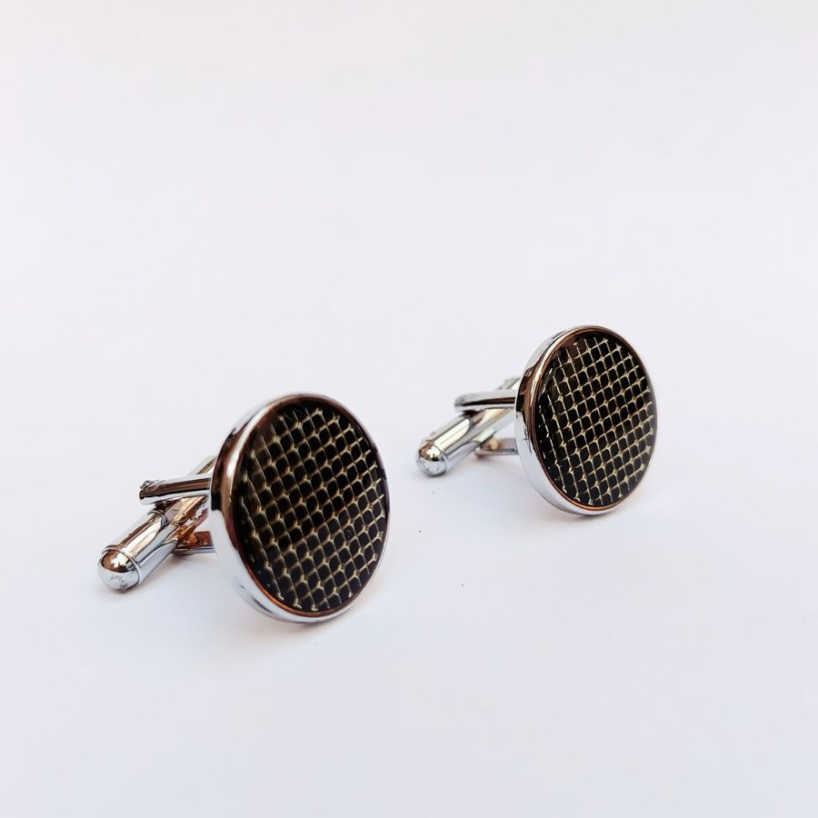 Men's Silver Round Cufflinks