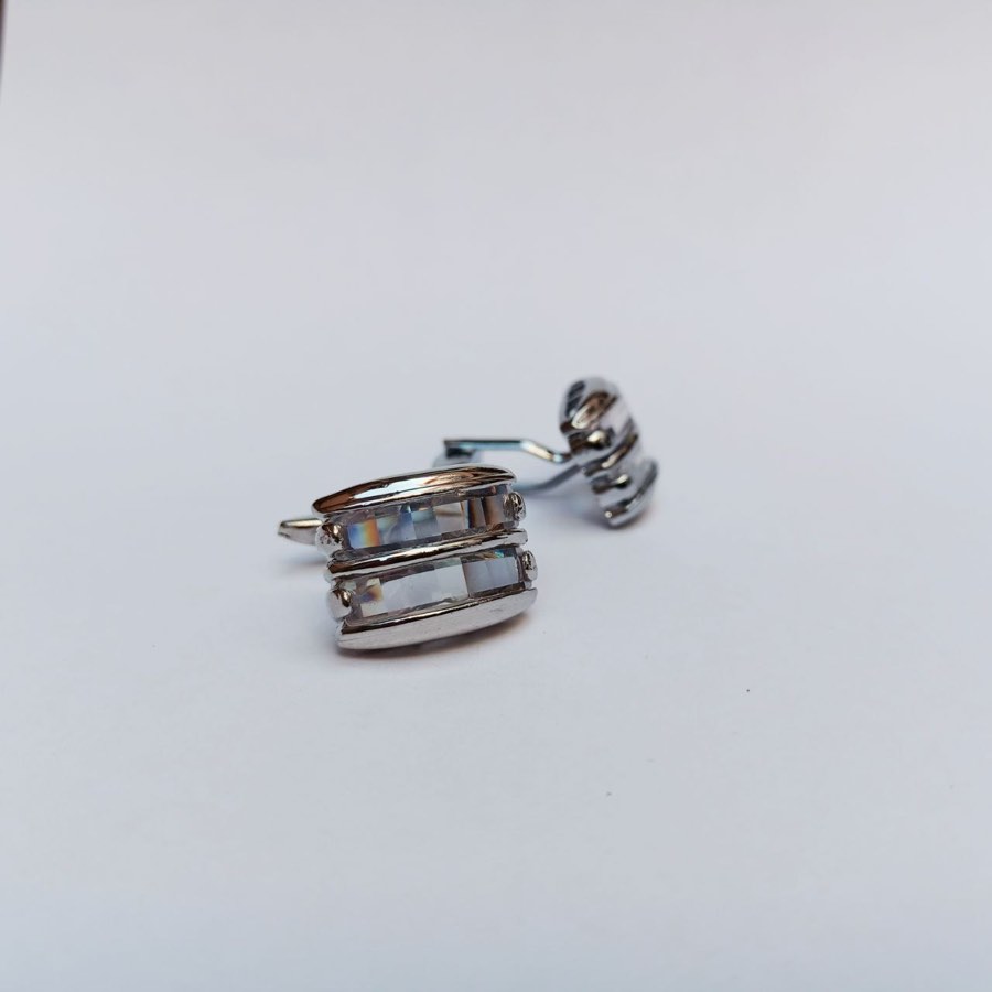 Men's Silver Stone-Set Cufflinks