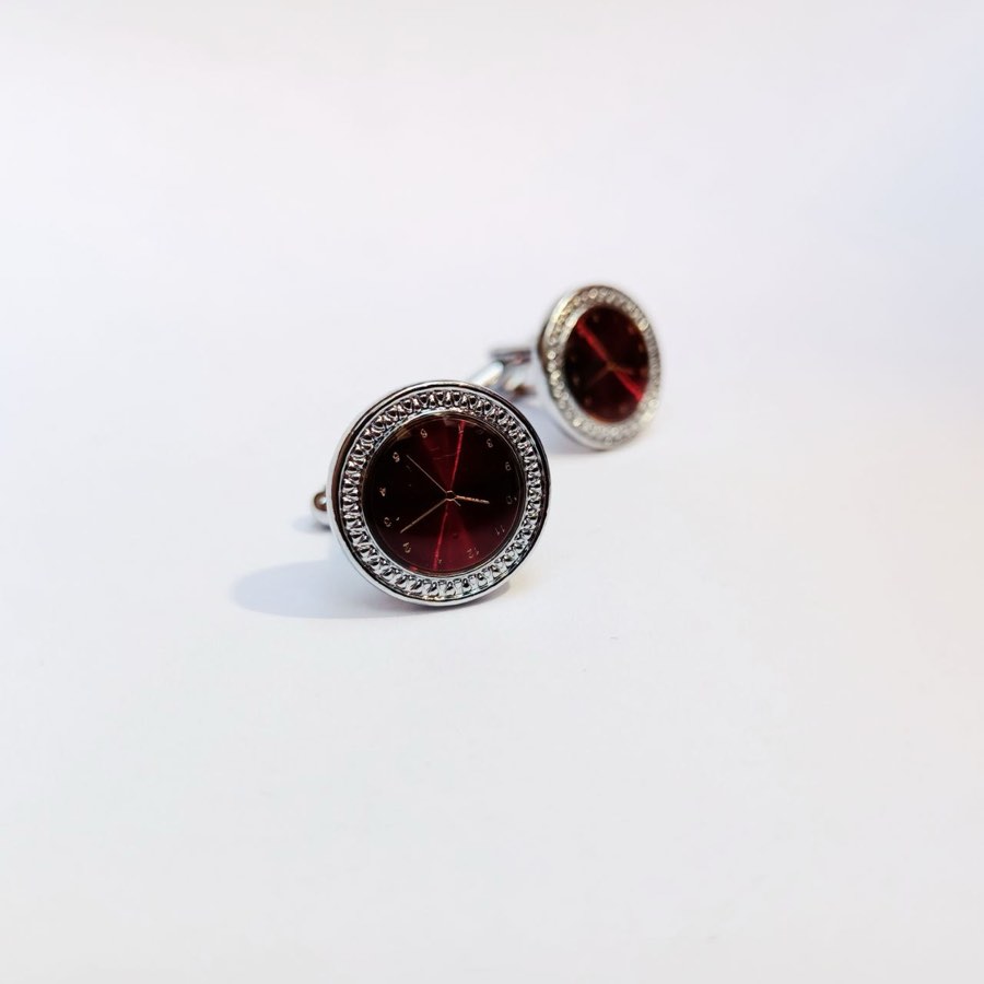Men's Silver Round Cufflinks