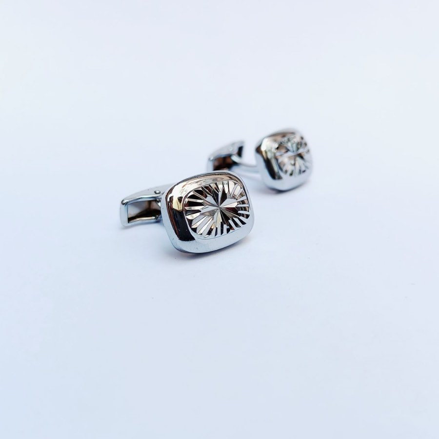 Men's Silver Round Cufflinks