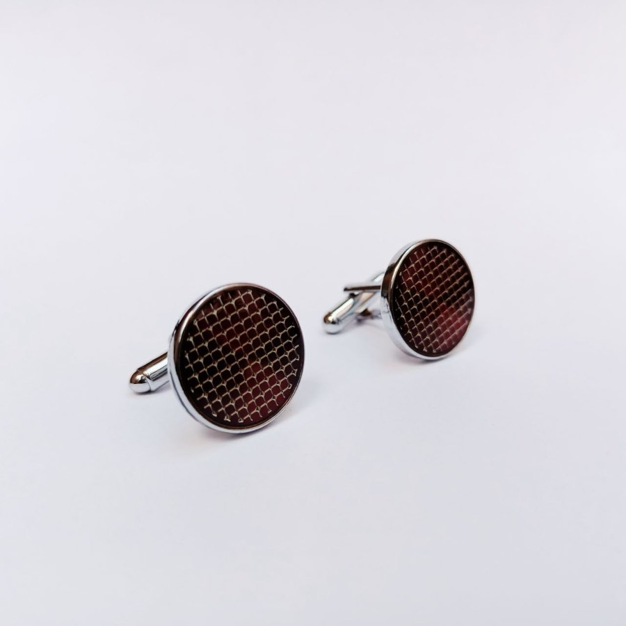 Men's Silver Round Cufflinks