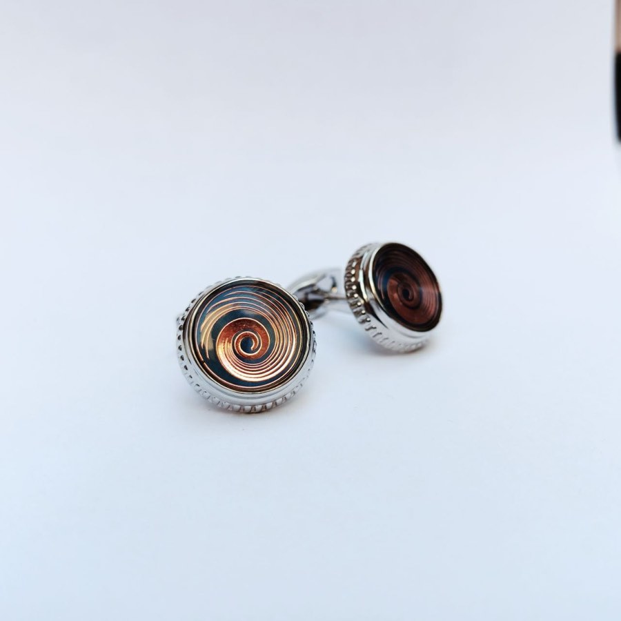Men's Silver Round Cufflinks