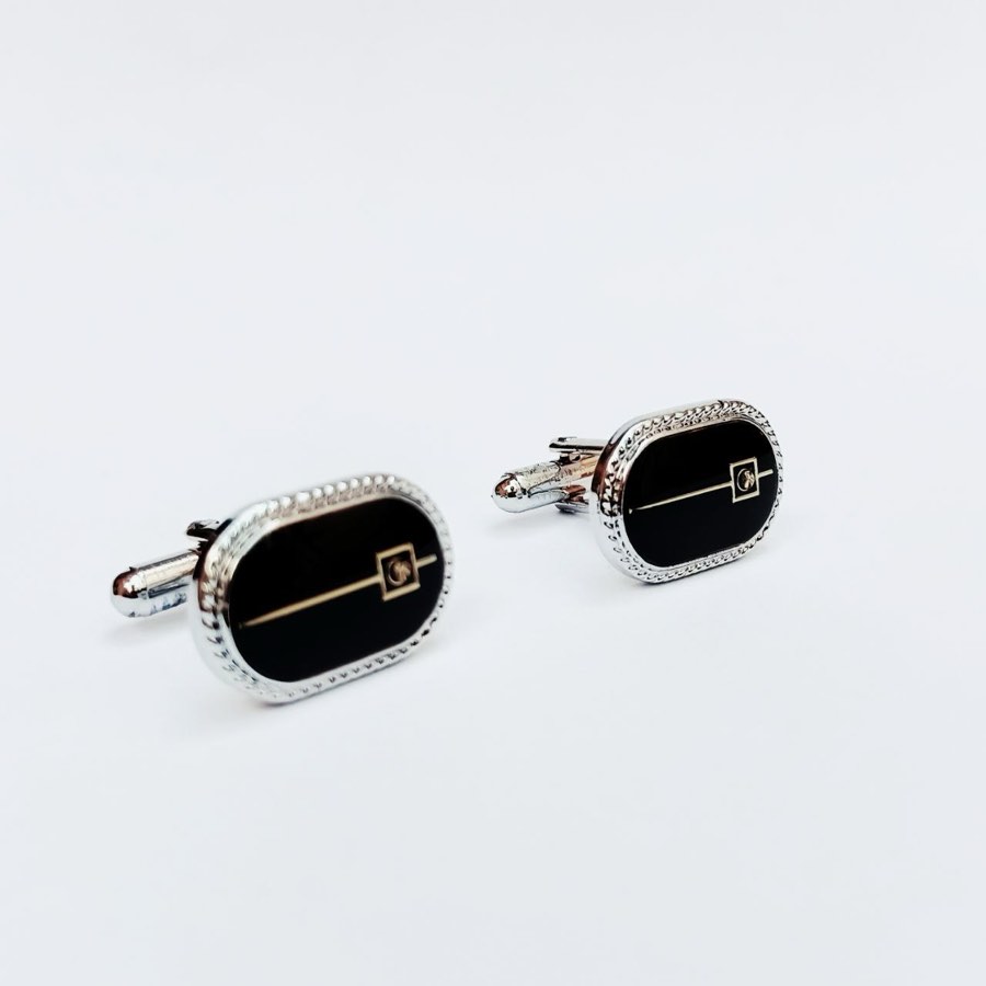 Men's Silver Round Cufflinks