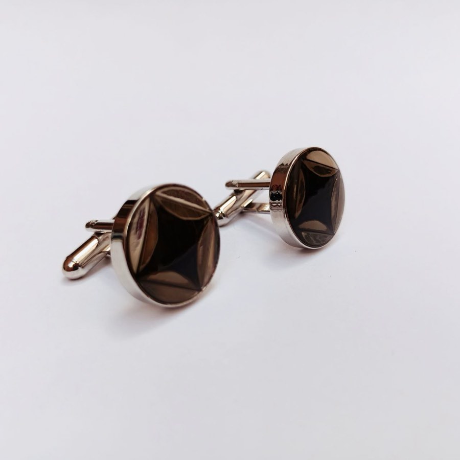 Men's Silver Round Cufflinks