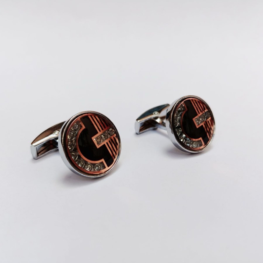 Men's Silver Stone-Set Cufflinks