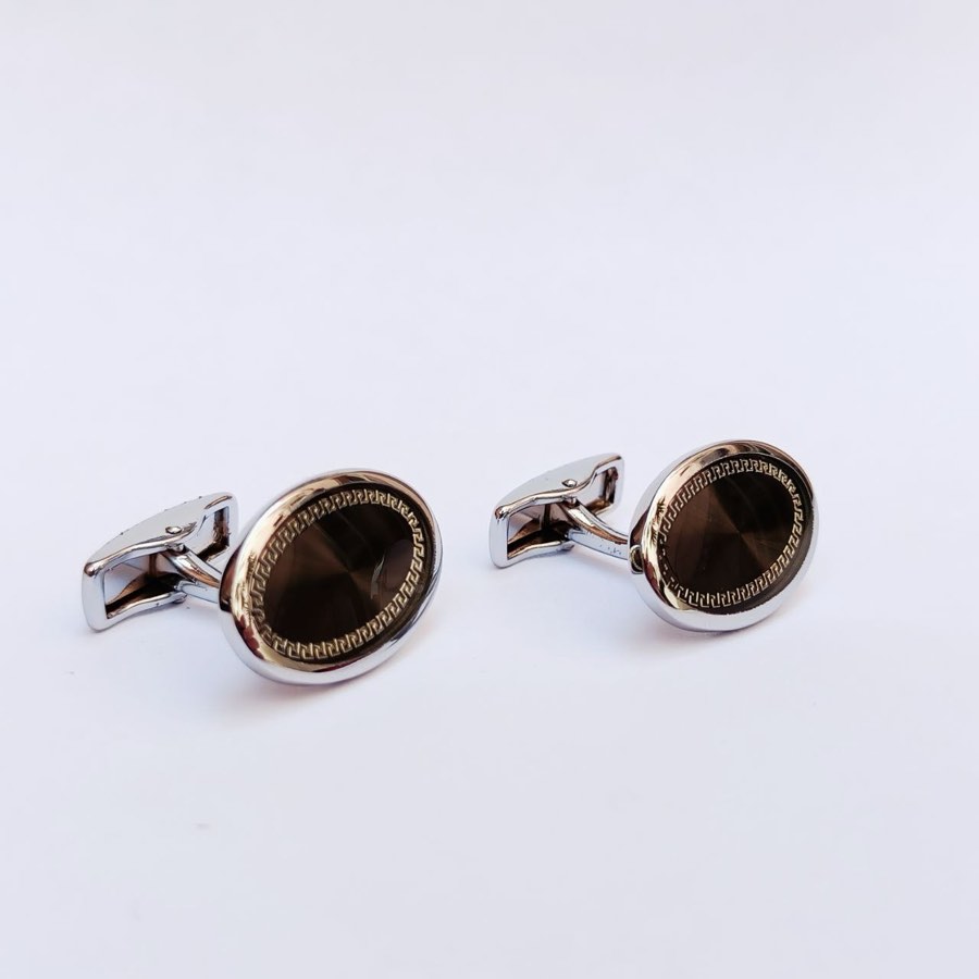 Men's Silver Round Cufflinks