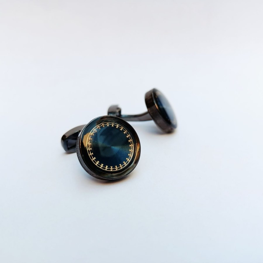 Men's Silver Round Cufflinks