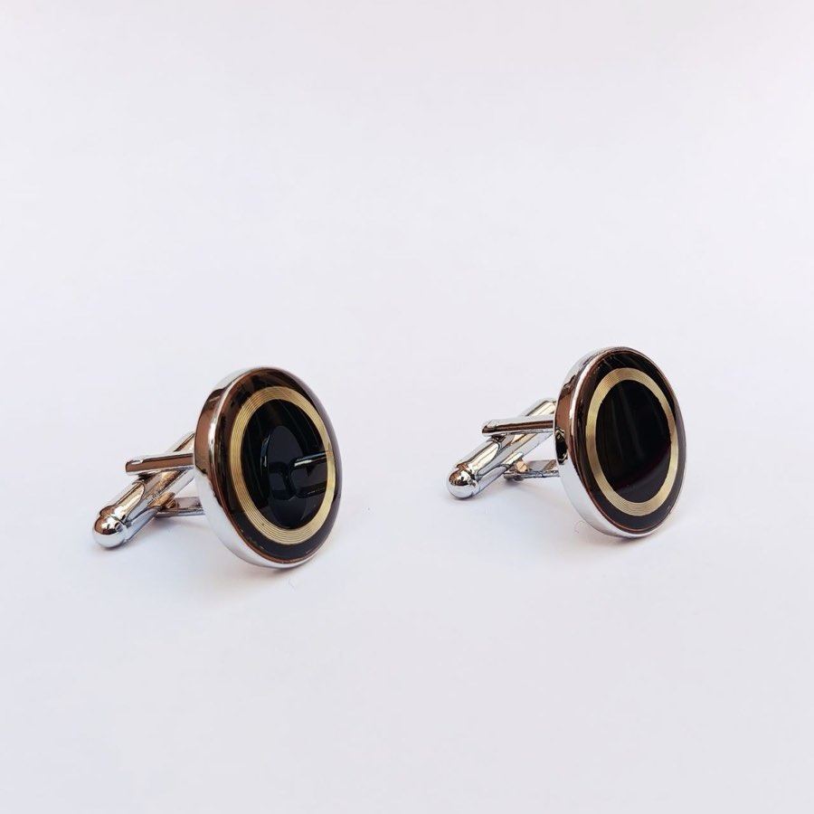 Men's Silver Round Cufflinks