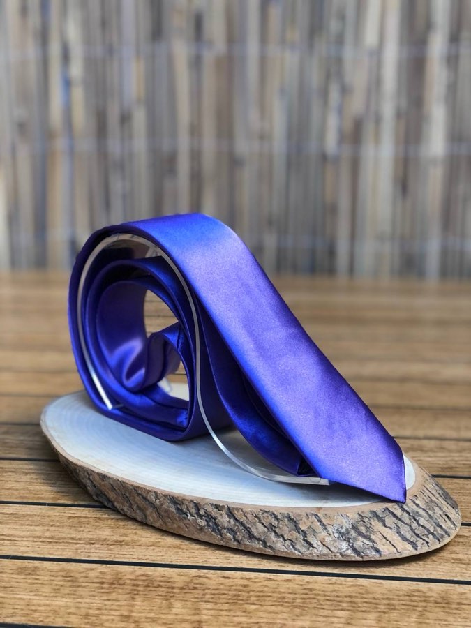 Men's Purple Plain Satin Tie