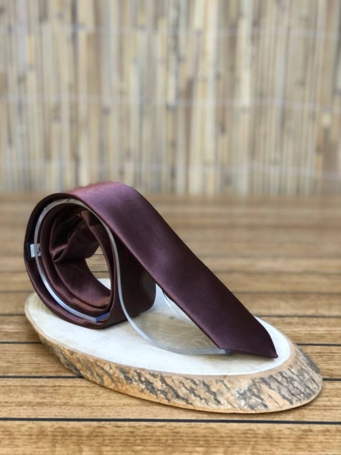 Men's Brown Plain Satin Tie