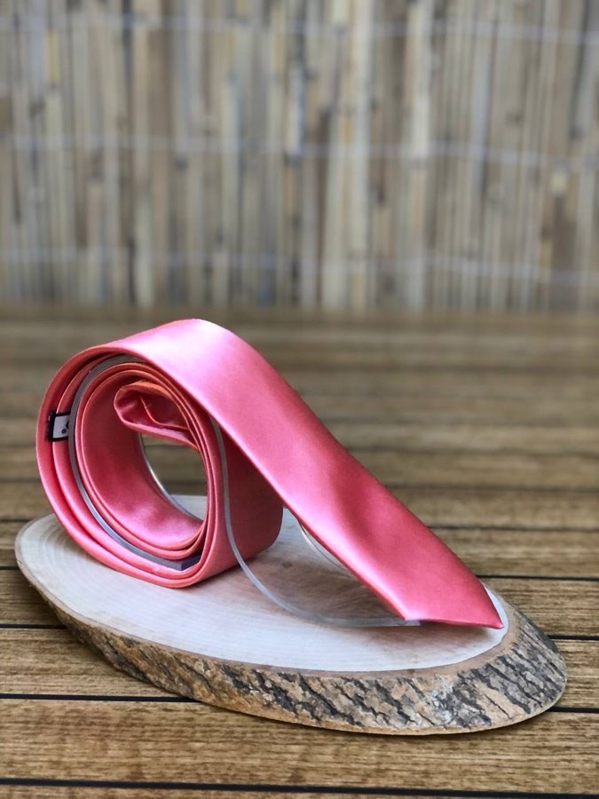Men's Pink Plain Satin Tie
