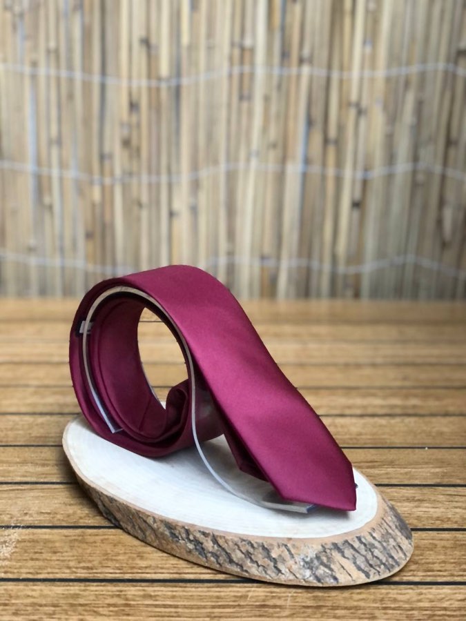 Men's Burgundy Plain Satin Tie