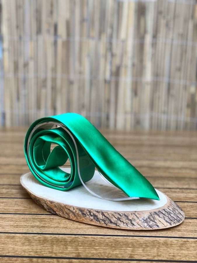 Men's Green Plain Satin Tie
