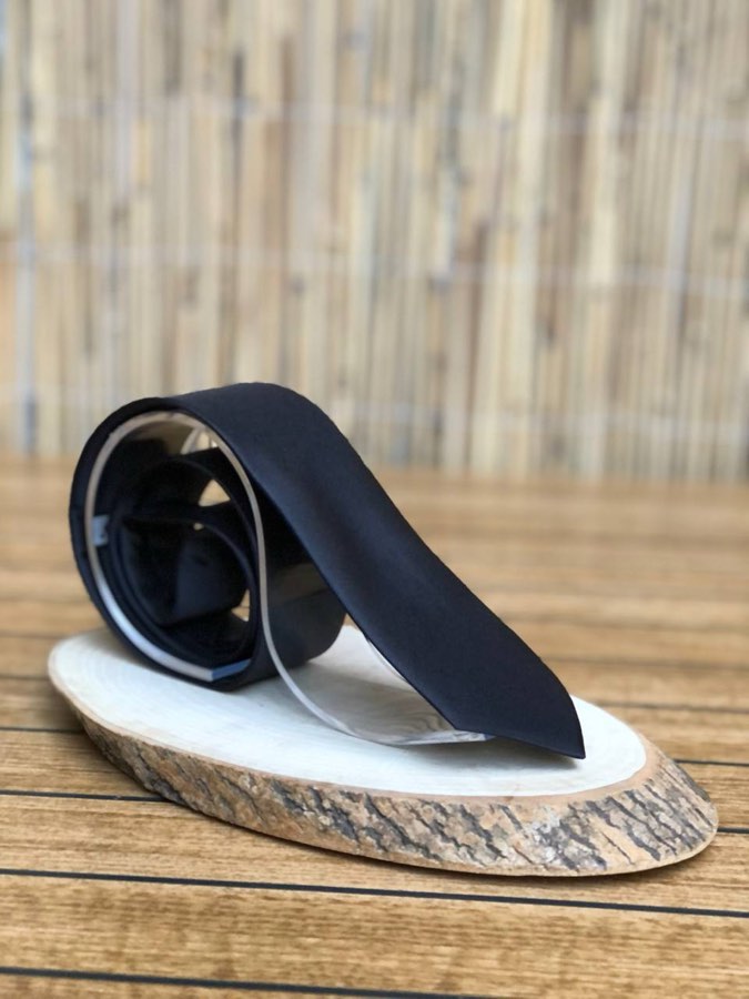 Men's Black Plain Satin Tie