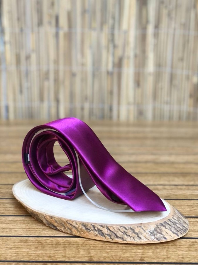 Men's Fuchsia Plain Satin Tie