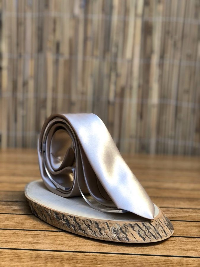 Men's Latte Plain Satin Tie