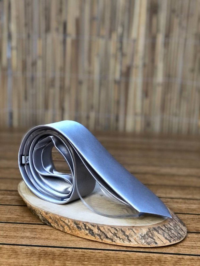 Men's Gray Plain Satin Tie