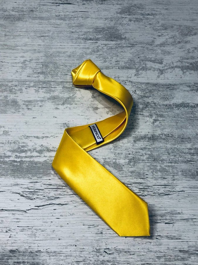 Men's Yellow Plain Satin Tie