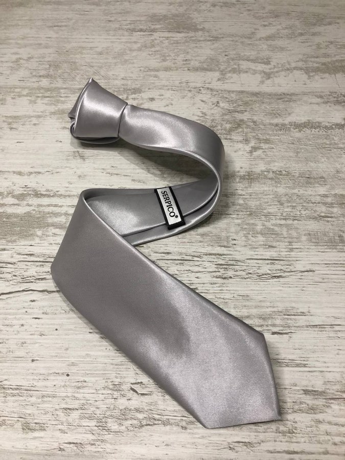 Men's Gray Plain Satin Tie