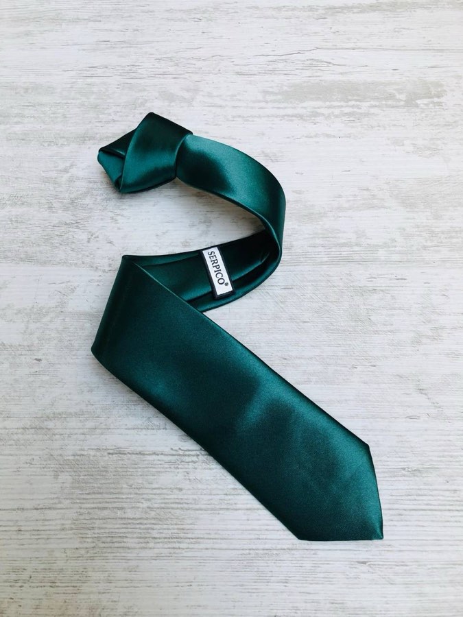 Men's Emerald Green Plain Satin Tie