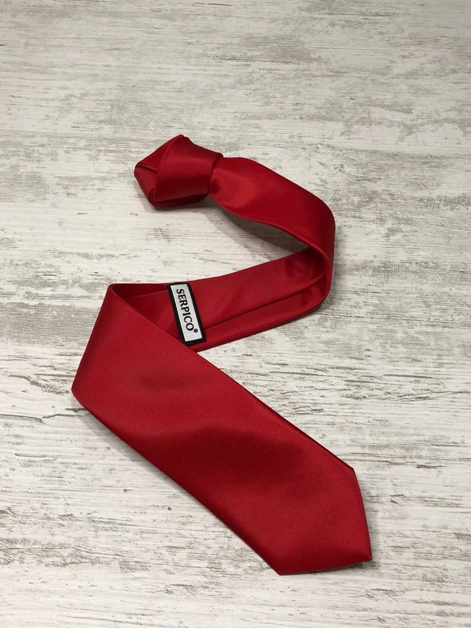 Men's Red Plain Satin Tie