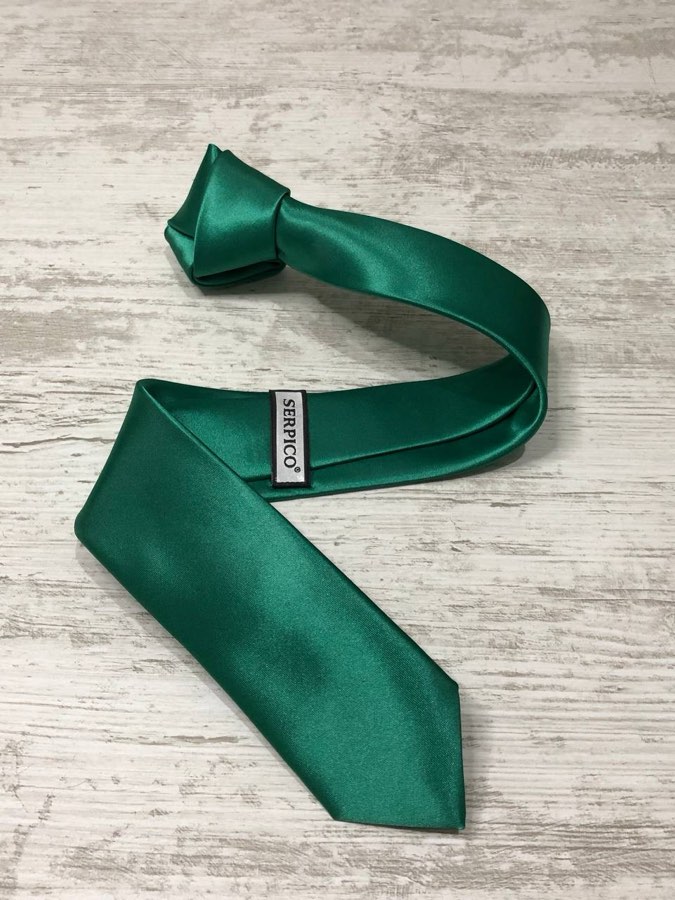 Men's Pine Green Plain Satin Tie