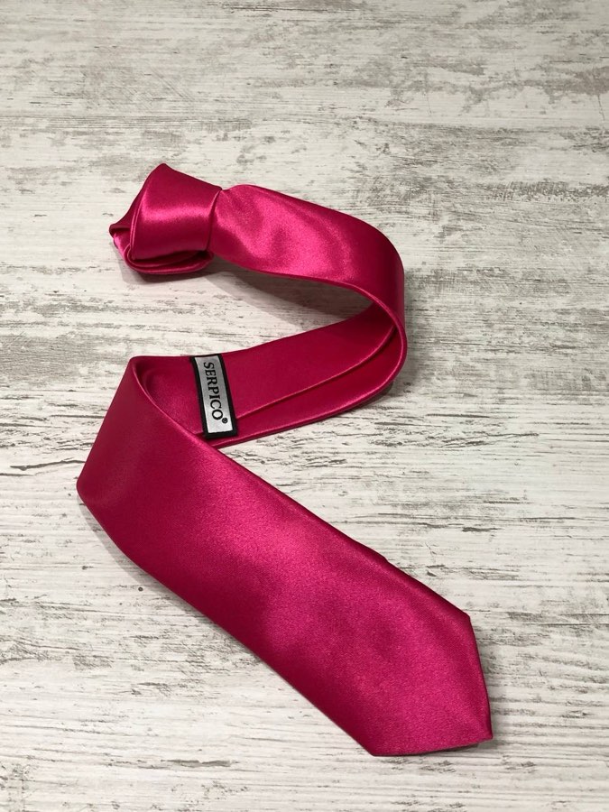 Men's Magenta Plain Satin Tie