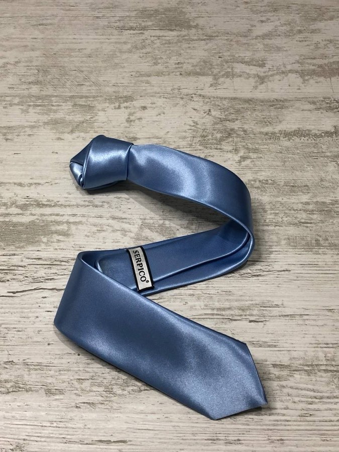 Men's Sky Blue Plain Satin Tie