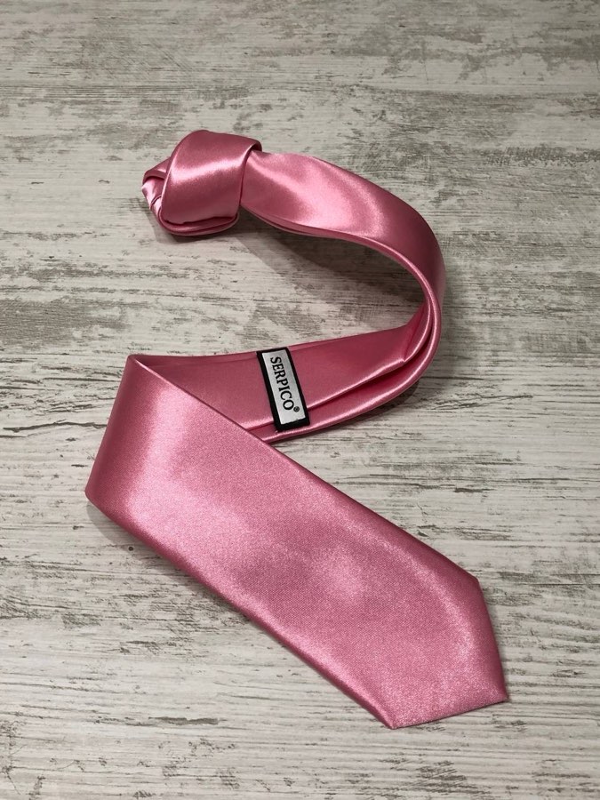 Men's Rose Pink Plain Satin Tie
